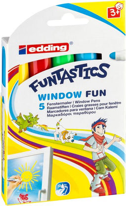 edding 16/5 S Funtastics raamstiften set- raamstiften - set van 5 kleuren - voor kinderen