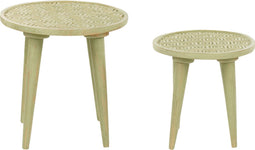 Beliani MAHARO - Bijzettafel set - Groen - Mangohout