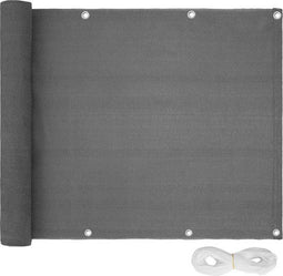 tectake® Balkonscherm - 600 x 75 cm - Weerbestendig - Waterafstotend - Grijs