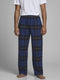 JACK&JONES JACRIMON - Heren pyjama broek - 100% biologisch katoen - Donkerblauw met geel