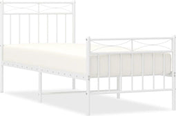 vidaXL - Bedframe - met - hoofd- - en - voeteneinde - metaal - wit - 75x190 - cm