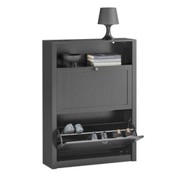 SoBuy FSR87-SCH - Schoenenkast - 4 Planken - Zwart
