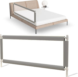 HeppieBabie Bedhekje - Universeel - Verstelbaar 46-74 cm - Grijs met opvangnet