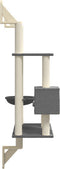vidaXL - Kattenmeubel - wandgemonteerd - met - krabpaal - 153 - cm - donkergrijs