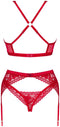 Lacelove Romantische set met jarretelgordel - Rood
