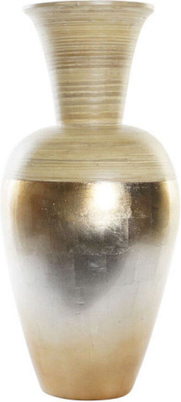 Vaas DKD Home Decor Natuurlijk Zilverkleurig Gouden Parelmoer Tropisch 25 x 25 x 53 cm Blad van een plant