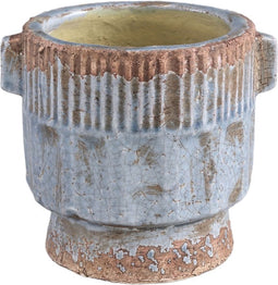 PTMD Zila Bloempot - 15 x 13 x 13 cm - Terracotta - Blauw