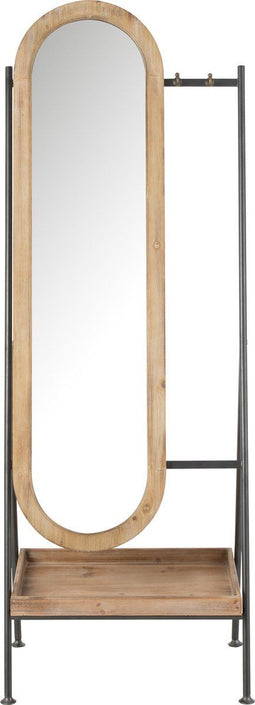 J-Line spiegel Staand + Legplank - metaal/hout - bruin - 170 x 40 cm