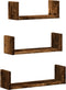 vidaXL - Wandschappen - 3 - st - bewerkt - hout - gerookt - eikenkleurig