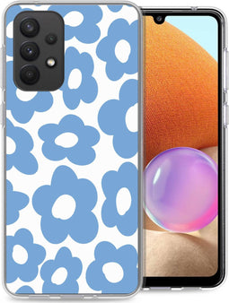 iMoshion Hoesje Geschikt voor Samsung Galaxy A33 Hoesje Siliconen - iMoshion Design hoesje - Blauw / Retro Blue Flowers