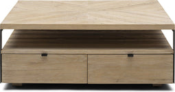 Riviera Maison Salontafel vierkant - Milan Coffee Table Parquet 90x90 - Gerecycled Eikenhout, IJzer - Bruin
