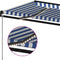 vidaXL - Luifel - handmatig - uittrekbaar - met - LED - 400x350 - cm - blauw - en - wit