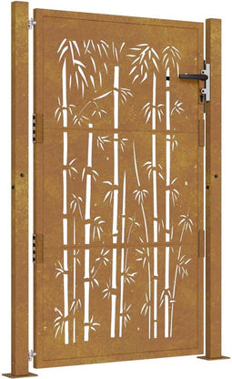 vidaXL - Poort - met - bamboe-ontwerp - 105x155 - cm - cortenstaal