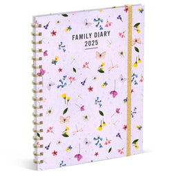Lannoo Graphics 2025 jaaragenda/familie-agenda - 180 x 240mm - met metalen spiraal - reeks: Flowers bouquet - design: FLOWERS LILAC