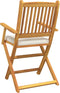 vidaXL - Vouwbare - Tuinstoelen - met - Witte - Kussen - 2-stuks - Massief - Acaciahout