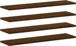 vidaXL - Wandschappen - 4 - st - 80x20x1,5 - cm - bewerkt - hout - bruin - eikenkleur