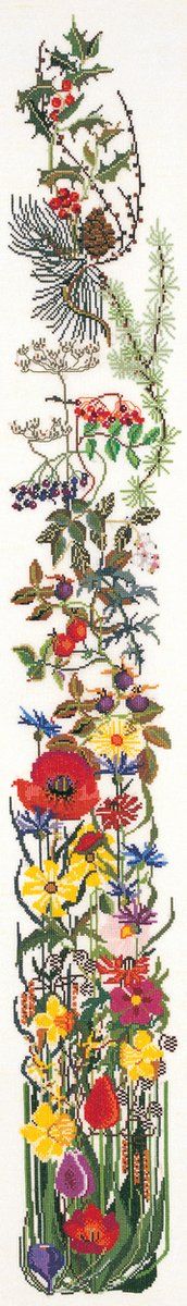Thea Gouverneur - Borduurpakket met telpatroon - 848A - Voorgesorteerde DMC Garens - Schellekoord Jaargetijden - Aida - 16 cm x 117 cm - DIY Kit