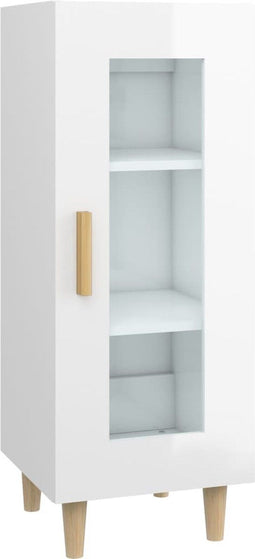 vidaXL - Dressoir - 34,5x34x90 - cm - bewerkt - hout - hoogglans - wit