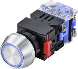 TRU COMPONENTS TC-9428140 LAS0-L-11EB/B/12V Druktoets 250 V 5 A 1x uit/(aan) Moment Blauw IP40 1 stuk(s)