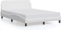 vidaXL - Bedframe - met - hoofdbord - kunstleer - wit - 140x190 - cm