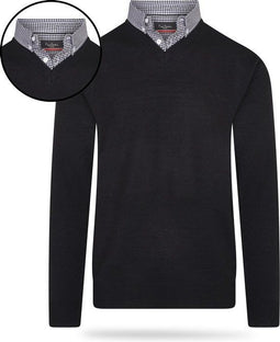 Pierre Cardin - Heren Sweaters Mock Pullover - Zwart - Maat XXL