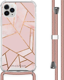 iMoshion iPhone 11 Pro Max - Hoesje met Koord - Verstelbaar Koord - Goud Roze Pink Graphic