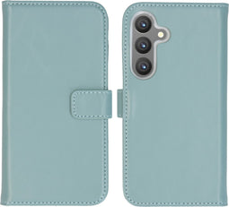 Selencia Samsung Galaxy S24 - Echt Lederen Bookcase - 3 Pashouders - Air Blue