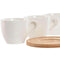 Set van 6 kopjes met schotel Home ESPRIT Wit Natuurlijk Bamboe Porselein 220 ml