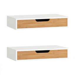 SoBuy Wandregal-Set - Ladekast - Wit - 1 Lade - 1 Plank - 24x40x8 cm | FRG92-WNX2