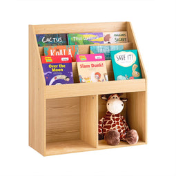 SoBuy KMB01-N - Boekenplank - 3 Opbergvakken - Naturel