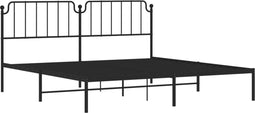 vidaXL - Bedframe - met - hoofdbord - metaal - zwart - 200x200 - cm