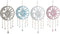 Ophangdecoratie Home ESPRIT Blauw Wit Grijs Roze Ijzer Maan Zon 33 x 1 x 77 cm (4 Stuks)