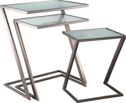 PTMD Keila Bijzettafel - 60 x 40 x 69 cm - Set van 3 - Metaal - Zwart