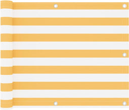 vidaXL - Balkonscherm - 75x500 - cm - oxford - stof - wit - en - geel