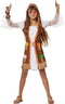 Dressforfun Groovy Hippie Squaw - Meisjeskostuum - Korte jurk met suèdelook vest en franjes - Multicolor