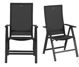 Hartman Alexio Recliner - Verstelbaar - Aluminium & Textileen - Zwart (2 stuks)