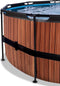 EXIT Wood zwembad ø488x122cm met zandfilterpomp - bruin