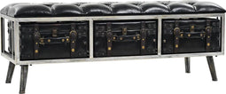 vidaXL - Opslagbank - 110 - cm - kunstleer - zwart