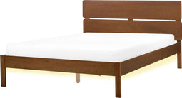 BOISSET - Bed met LED - Donkerbruin - 140 x 200 cm - Rubberhout