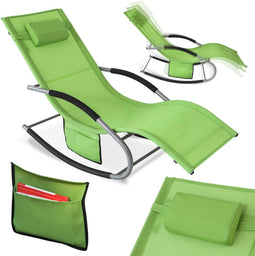 SoBuy OGS28-GR - Schommelstoel - Verstelbare hoofdsteun - Groen