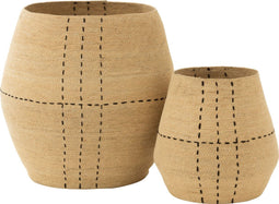 J-Line mand Stippellijnen - zeegras - naturel/zwart - 2 stuks