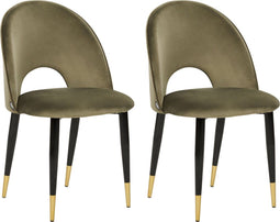 Set van 2 eetkamerstoelen MAGALIA Fluweel Olijfgroen