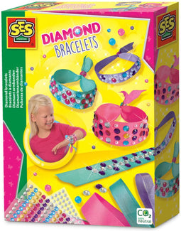 SES - Diamant armbanden - 180 diamant- en 84 parel stickers - zelfklevend - armbandjes maken meisjes - met verstelbare sluiting