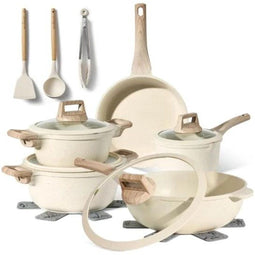 Just Perfecto JL-888 - 14-delige pannenset - Antiaanbaklaag - Beige (14 stuks)