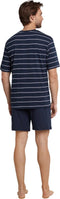Schiesser Heren Shortama - Korte broek - V-hals - Donker blauw - M