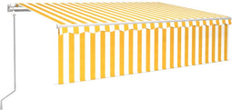 vidaXL - Luifel - automatisch - uittrekbaar - met - rolgordijn - 6x3 - m - geel - en - wit