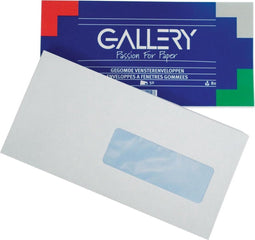 Gallery enveloppen ft 114 x 229 mm, met venster rechts, gegomd, pak van 50 stuks