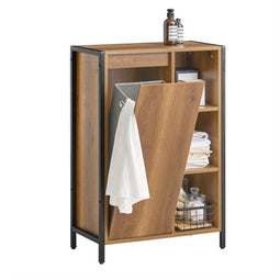 SoBuy BZR65-PF - Smalle Badkamer Opbergkast - Vrijstaand met Uitneembare Wasmand - Bruin - 60x30x90 cm