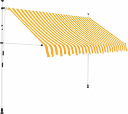 vidaXL - Luifel - handmatig - uittrekbaar - 300 - cm - oranje - en - witte - strepen