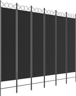 vidaXL - Kamerscherm - met - 6 - panelen - 240x200 - cm - stof - zwart